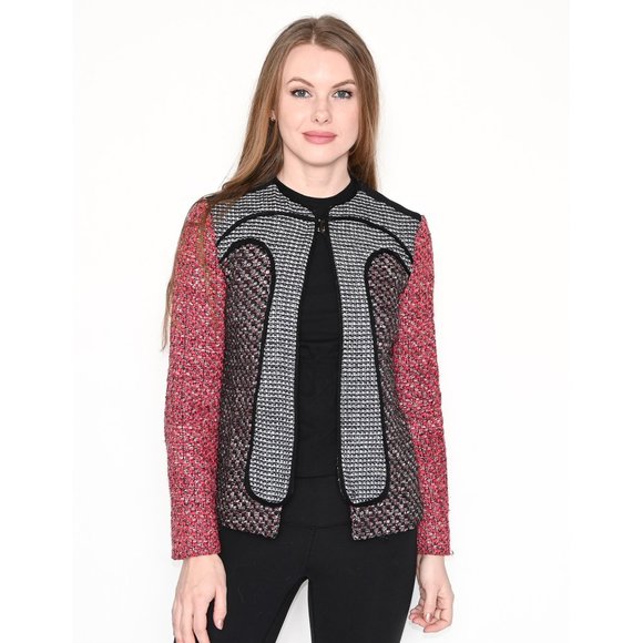 616. M MISSONI Contrast Tweed Zipper Jacket Sz 40 - Picture 1 of 7